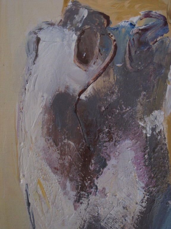 UNIEK! Monica van Rijn (1950-) acrylverf op boek "Bustes" gesigneerd 2002 verkocht voor € 35!
