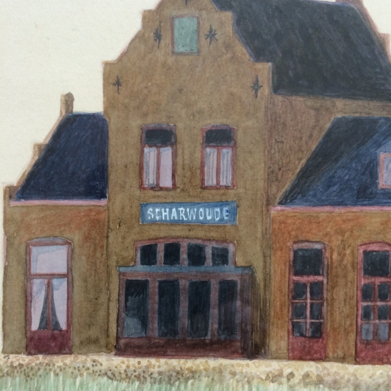 Mart Kempers: Aquarel, het Station van Scharwoude kopen? Bied vanaf 220!