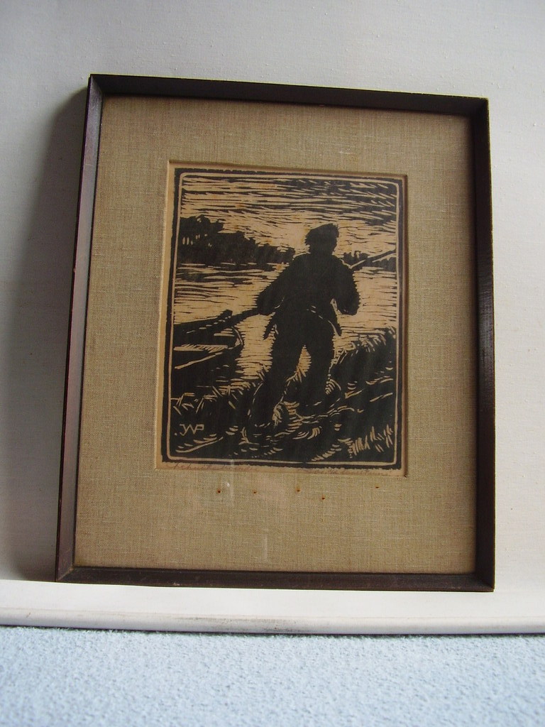 Joseph van de Wall Perne: houtsnede op Japans papier, Schuitevoerder kopen? Bied vanaf 45!