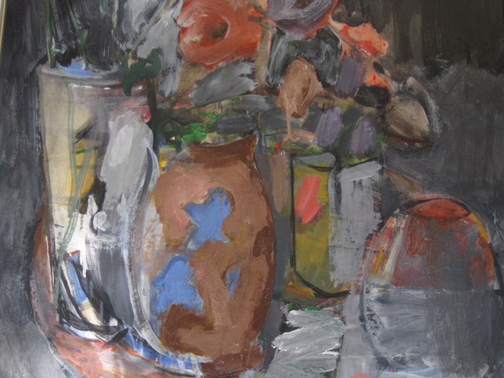 GROOT en zinderend expressionistisch Italiaans? Stilleven gesigneerd 1991 kopen? Bied vanaf 1!