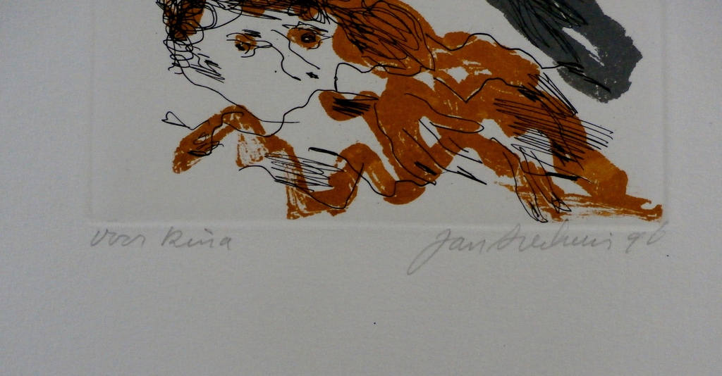 Jan Sierhuis - ets/aquatint - 1996 - met opdracht: voor Rina kopen? Bied vanaf 65!