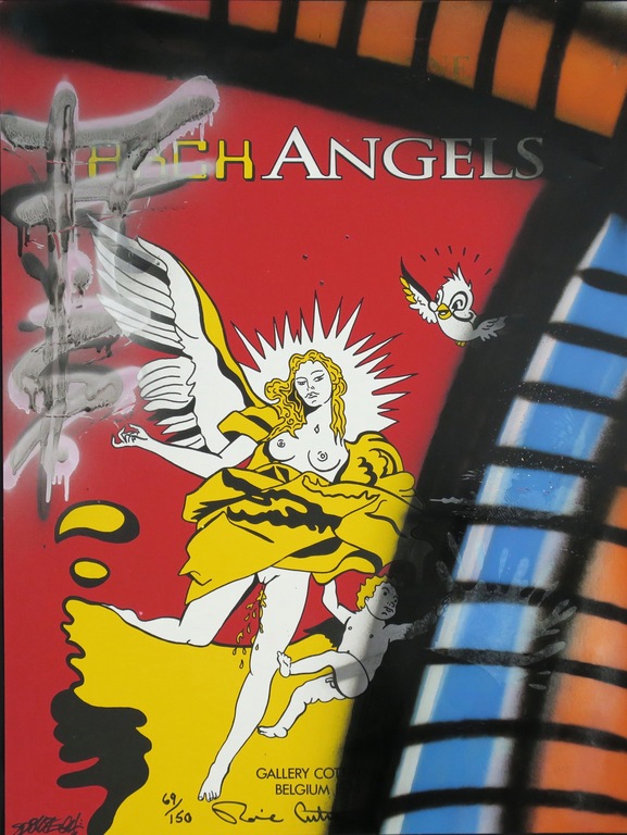 Ronnie Cutrone: Zeefdruk bewerkt met graffiti, Arch angels kopen? Bied vanaf 1!