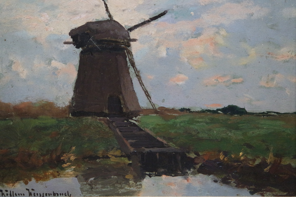 Willem J. Weissenbruch (1864-1941) - olieverf op paneel - molengezicht kopen? Bied vanaf 1725!