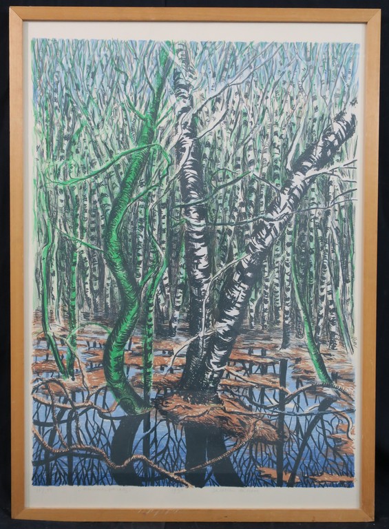 Jacobien de Rooij: Litho, Meeuwenparadijs - Ingelijst verkocht voor € 50!