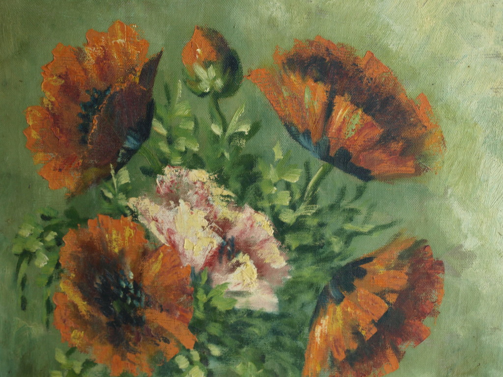 Herman Wijngaard : Olieverf op doek, Bloemstilleven met klaprozen – ca 1960 kopen? Bied vanaf 1!