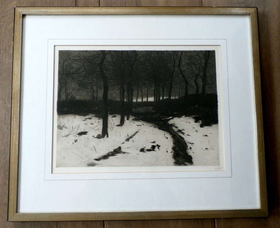 Willem Witsen - ets/aquatint: besneeuwd bospad - 1908 Grafiek - Handgesigneerd kopen? Bied vanaf 550!