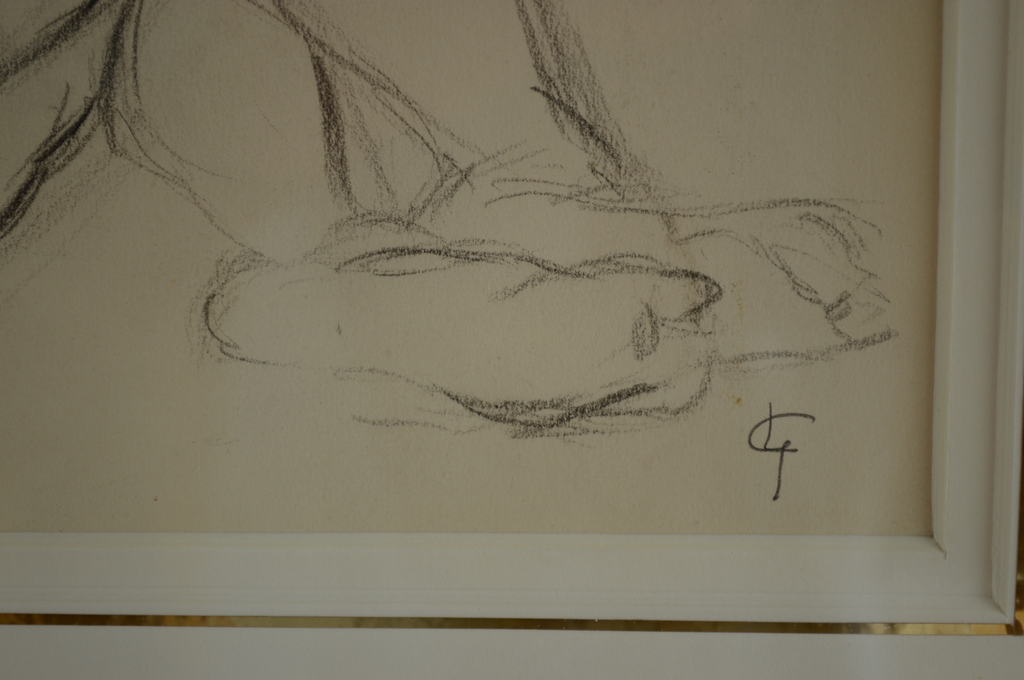 Leo Gestel (1881-1941) zittend naakt, 27x27 krijt z.j.  kopen? Bied vanaf 150!