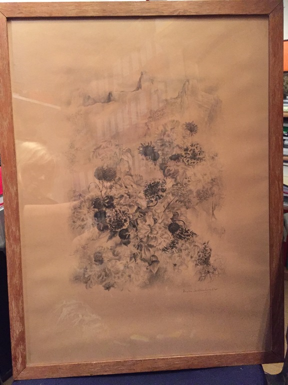 Aart van Dobbenburgh: zwart-wt litho, bloemen kopen? Bied vanaf 20!