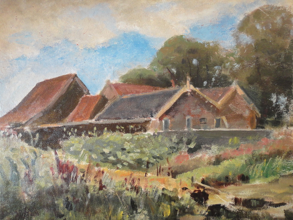 Johannes Baptista Crol, olieverf op board, 'boerderijen in landschap'. kopen? Bied vanaf 1!