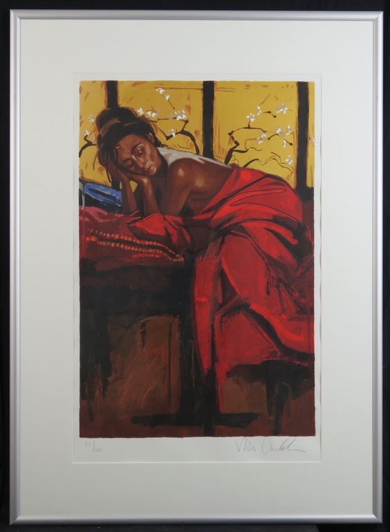 Nico Vrielink: Zeefdruk, Jeane II - Ingelijst (Groot) verkocht voor € 80!