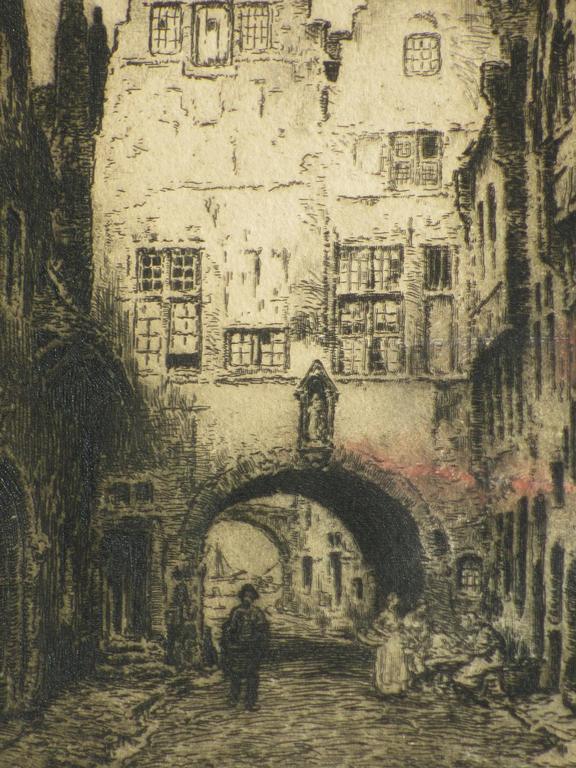 Alfred van Neste, Straatscene Belgische stad, Ets kopen? Bied vanaf 30!