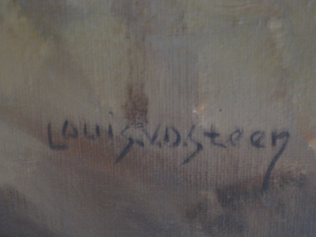 imposant olieverf 1920 stilleven "Asters in tinnen kan" Louis van der Steen 1891 kopen? Bied vanaf 1!