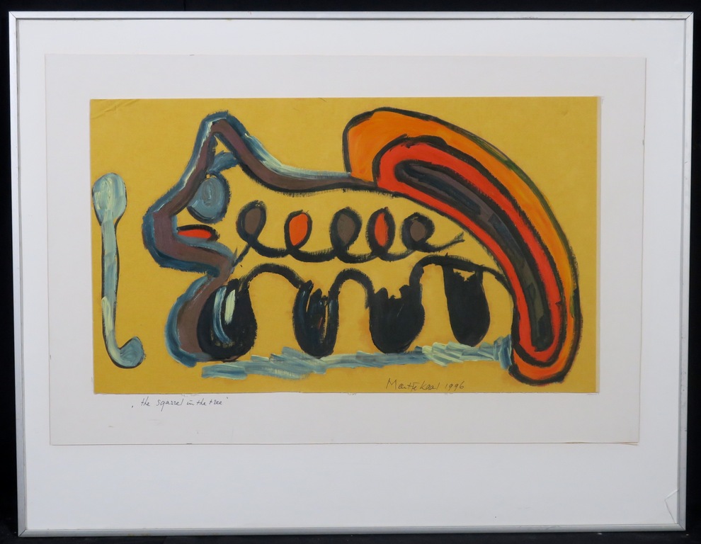 Meertje Kaal: Olieverf op karton, The sqarrel in the tree - Ingelijst kopen? Bied vanaf 1!