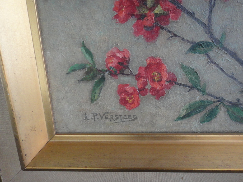 Leonard Pieter Versteeg, olieverf op doek, bloesemtakken kopen? Bied vanaf 125!