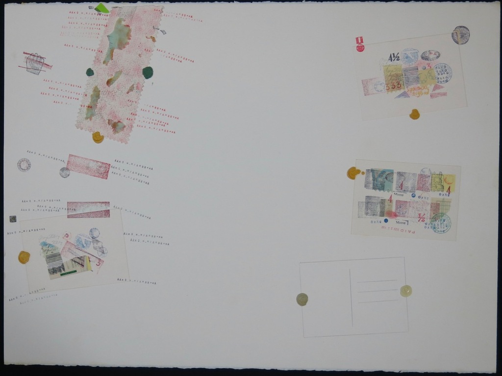 Liesbeth Giesberger: Collage op papier, Postcard kopen? Bied vanaf 20!