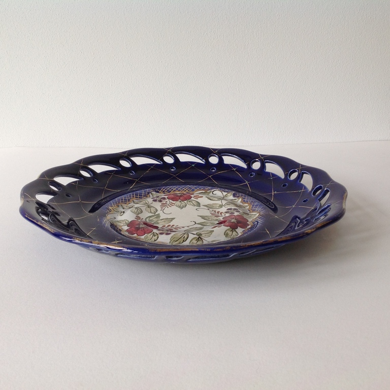 Schaal  Flora Gouda Holland  blauw met goud   model 124 kopen? Bied vanaf 10!