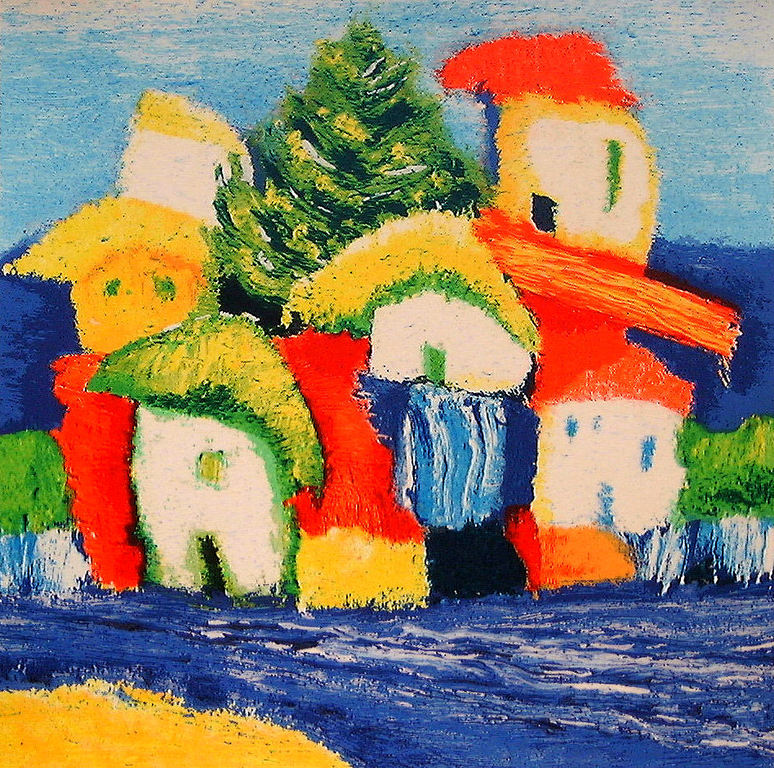 Saskia Bremer - Riverside Village - gesigneerde zeefdruk - E/A - 2001 kopen? Bied vanaf 15!