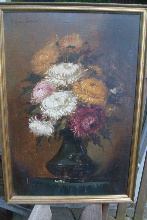 A.E.F.Koppenol Lehman , stilleven, olieverf op board, chrysanten l.b. gesig. kopen? Bied vanaf 125!