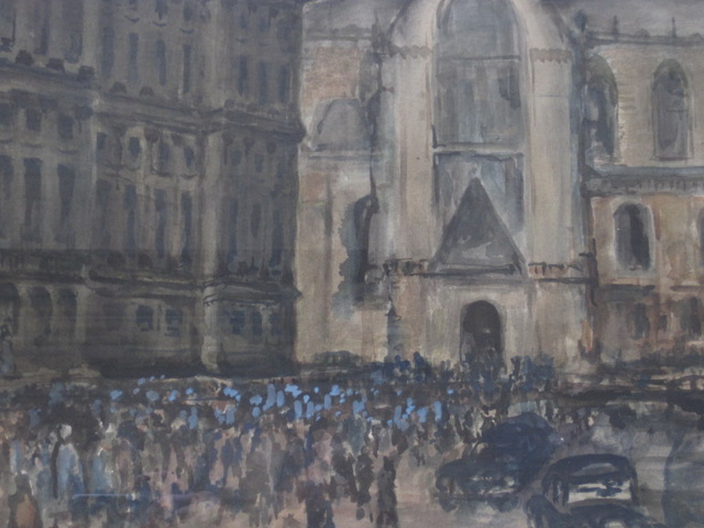 C.Klinkert "inhuldiging Juliana Amsterdam 1948" GROOT aquarel  kopen? Bied vanaf 1!