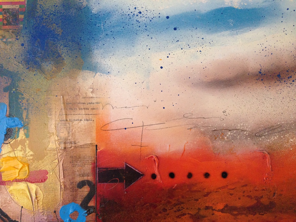 theo koster, gemengde techniek op linnen, titel; home is were my heart is  kopen? Bied vanaf 350!