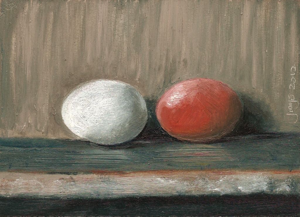 Jiddje, olieverf op paneel, stilleven met 2 eieren kopen? Bied vanaf 49!