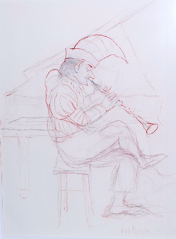 Aat Veldhoen: Originele krijttekening kopen? Bied vanaf 275!