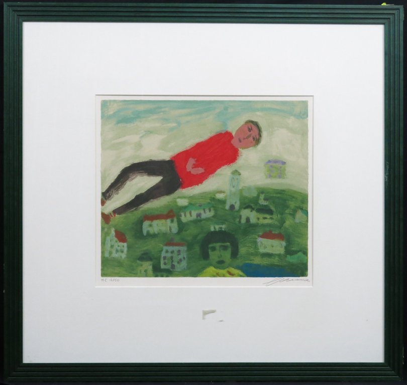 Eugene Brands: Litho, Vliegend figuur - Ingelijst kopen? Bied vanaf 250!