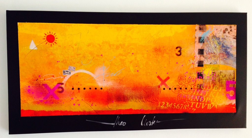 Theo koster, gemengde techniek, land of sunshine verkocht voor € 100!