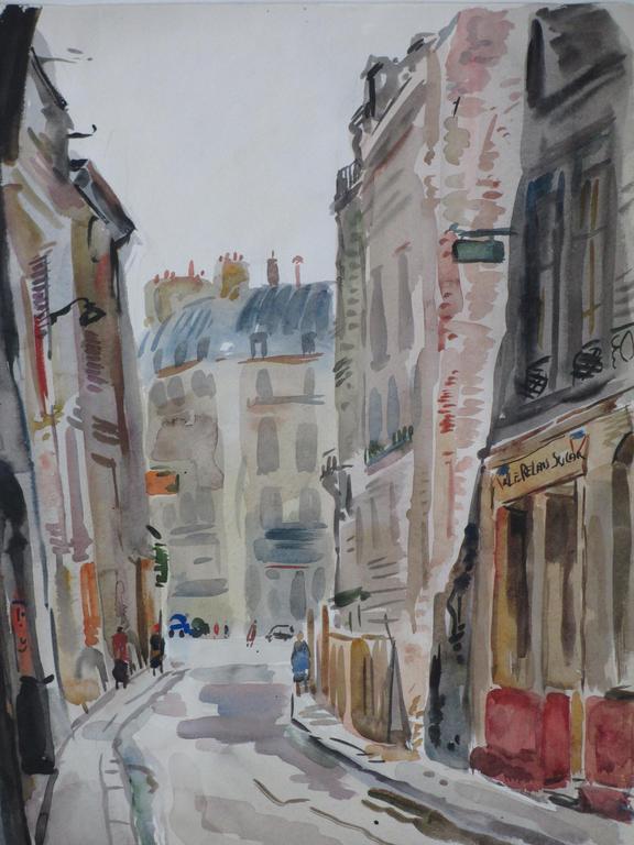 Han Krug, Rue Suger Parijs, Aquarel 1957 kopen? Bied vanaf 50!