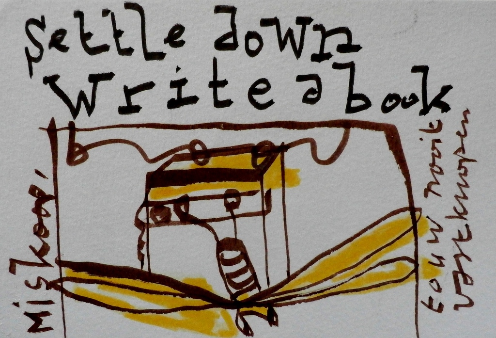 Herman Brood - tekening: Settle down write a book verkocht voor € 150!