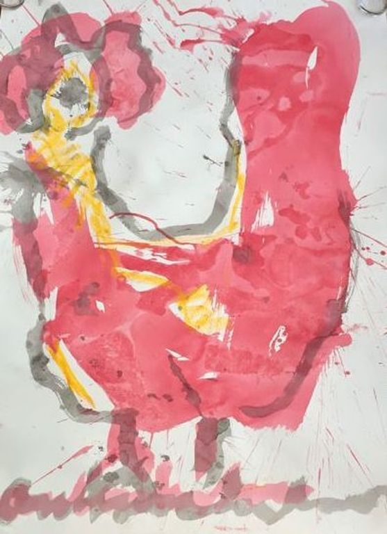 Anton Heyboer - Grote Heyboer Kip - Gesigneerd !!! verkocht voor € 175!