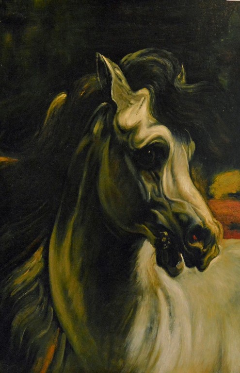 Olieverfschilderij van Paardenhoofd op linnen verkocht voor € 325!