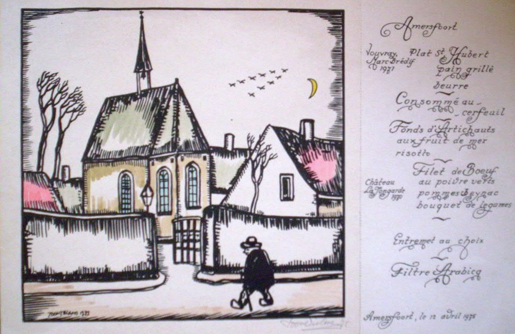 Toon Tieland.1919-2006 Menukaart. verkocht voor € 50!