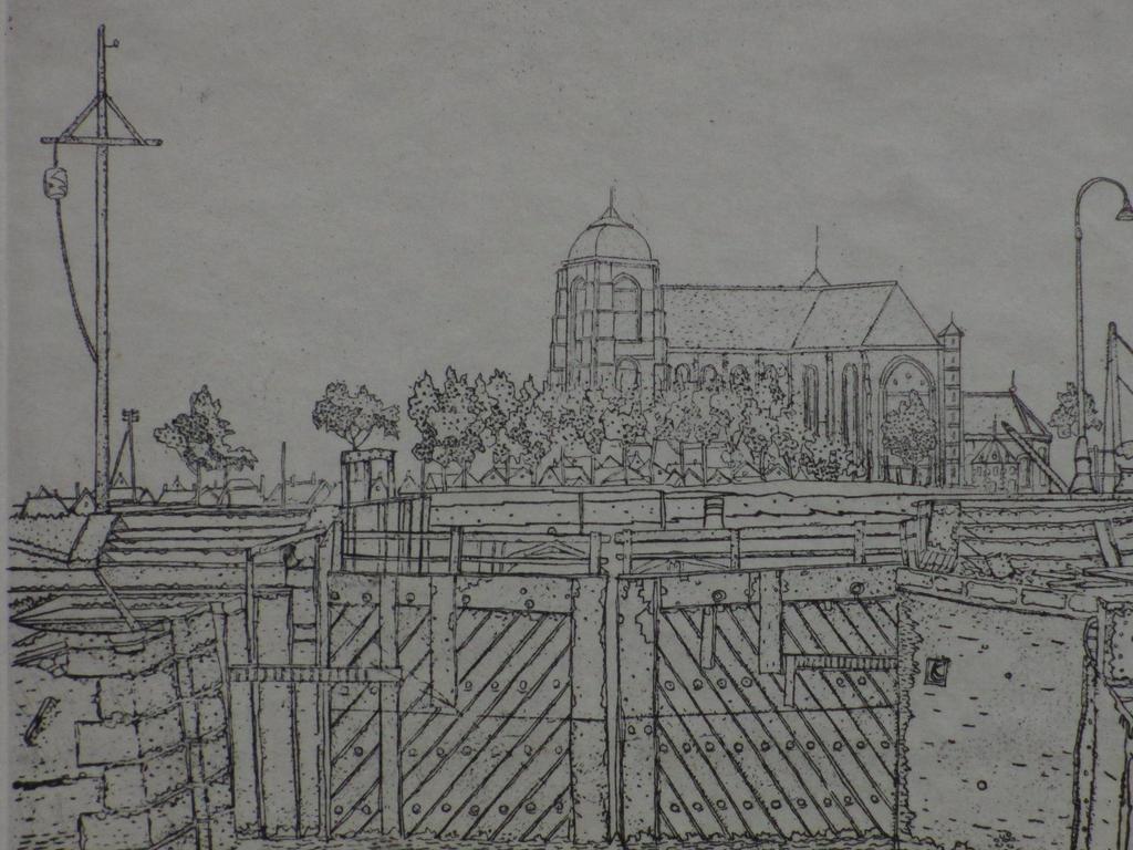 Willem Minderman, Veere aan het Walcherse kanaal, Litho kopen? Bied vanaf 1!