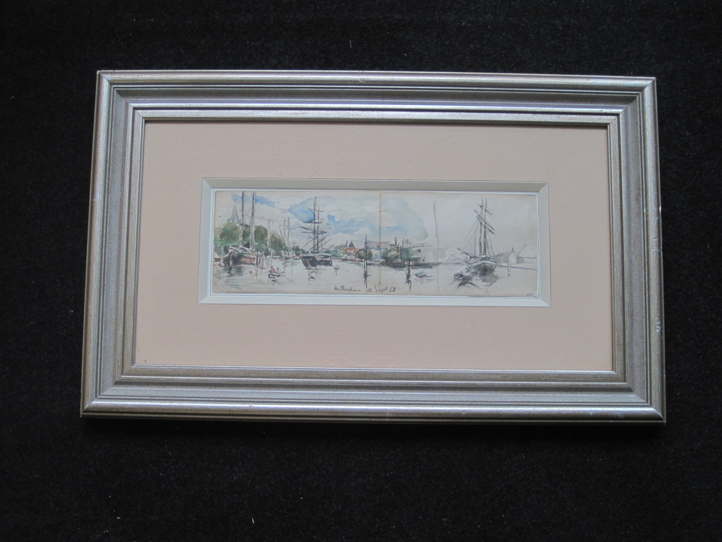 19e eeuwse aquarel "haven Rotterdam" toegeschr. Joh Bart.Jongkind 1819-1891 kopen? Bied vanaf 1!