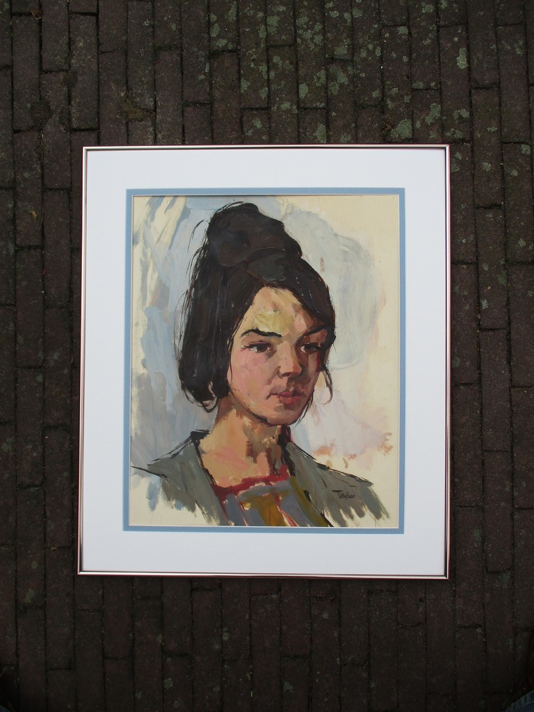 Henri Titselaar: Gouache op papier, Portret Riny Hoedeman kopen? Bied vanaf 65!