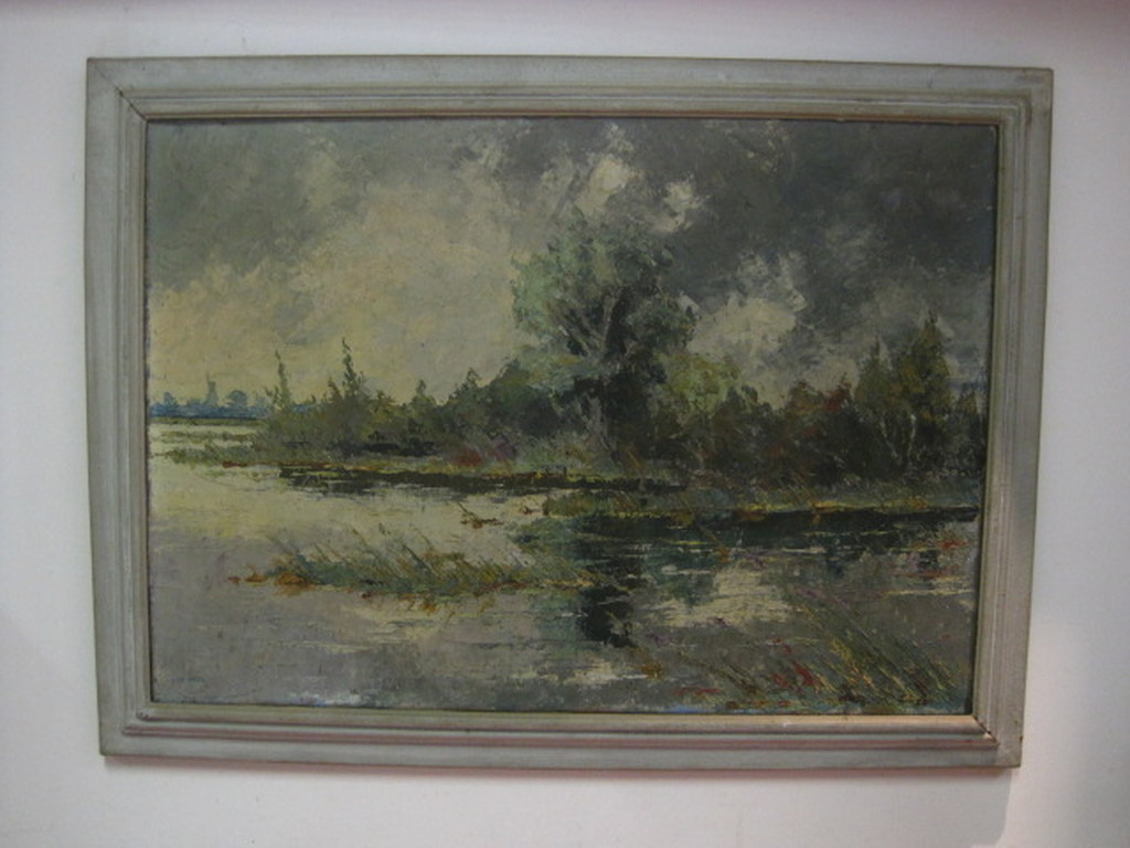 Louis Haver 1906-1969 groot olieverf "Loosdrechtse Plassen" omstreeks 1940 kopen? Bied vanaf 1!
