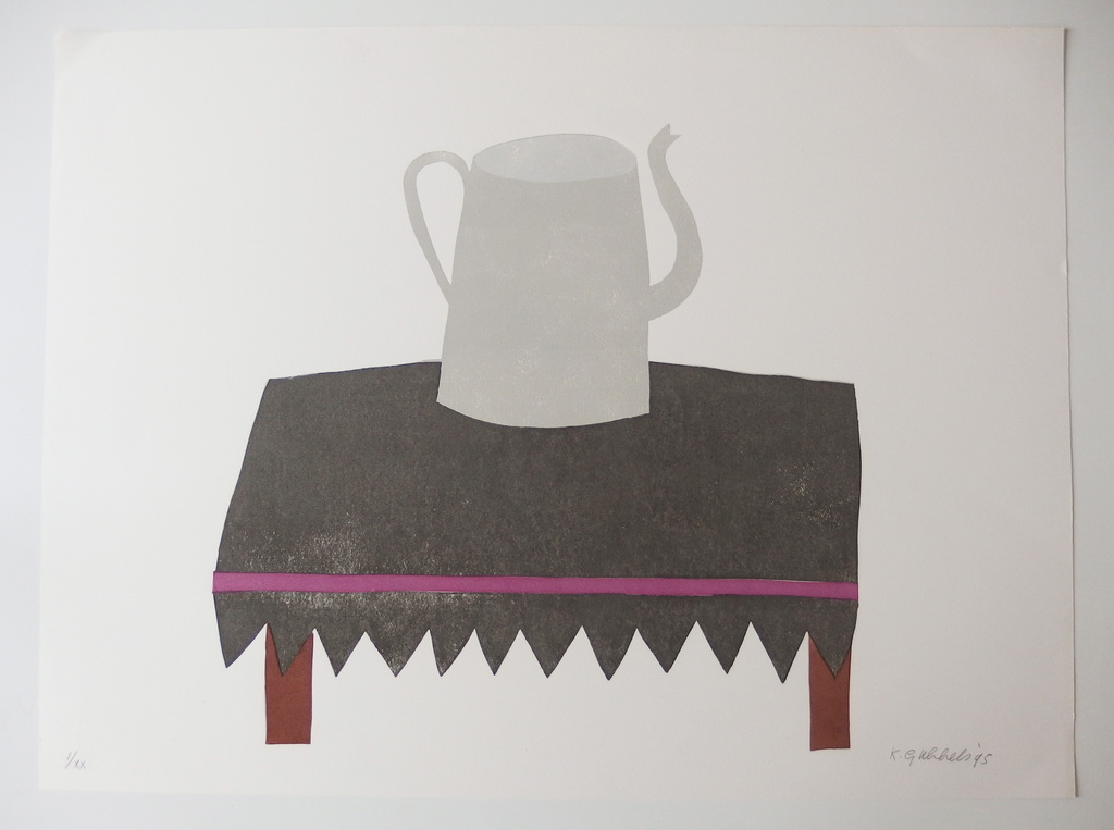 Klaas Gubbels: Zeefdruk, Kan op tafel,  kopen? Bied vanaf 290!