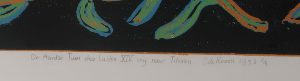 Ondine de Kroon: Lino, De Aarde tuin der lusten - Ingelijst (Zeer groot) kopen? Bied vanaf 50!