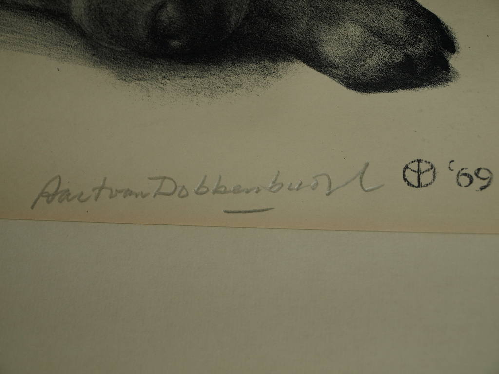 Aart van Dobbenburgh : Litho – Hond – Gesigneerd - 1969 kopen? Bied vanaf 1!