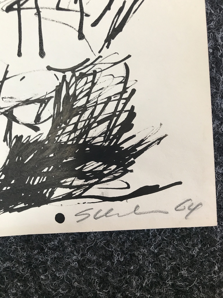 Jan Sierhuis   2 Prachtige tekeningen - gesigneerd-vrouw met fiets + 1964 kopen? Bied vanaf 35!