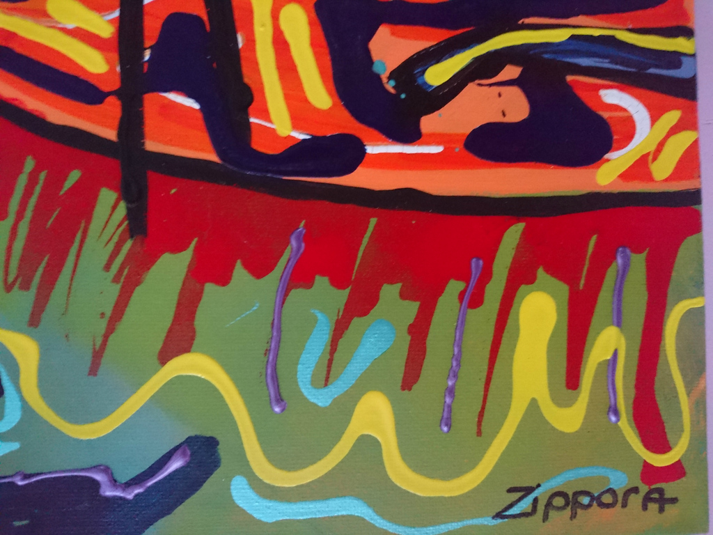 Zippora meijer  Energetic Cat  acryl op 3D doek 50/50 cm kopen? Bied vanaf 1!