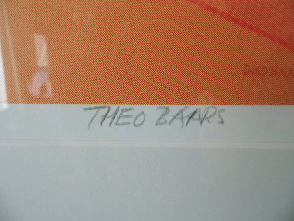 Zeefdruk van Theo Baars, brandweerauto Dodge in polderlandschap kopen? Bied vanaf 150!