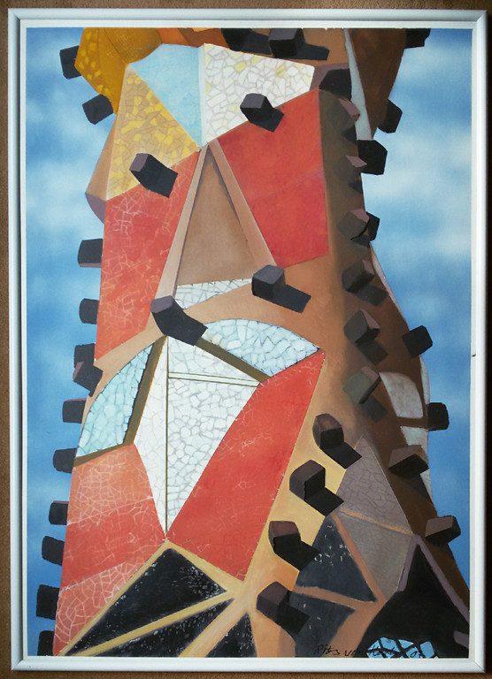 Rits van Kooten -  La Sagrada Familia, olieverf (mooi ingelijst, zeer groot) kopen? Bied vanaf 350!