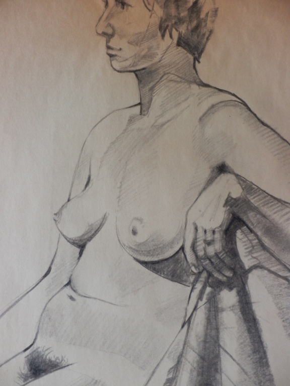 JAN MEIJER(1900-1986)  Potloodtekening  ZITTEND NAAKT  Handgesigneerd uit 1968 kopen? Bied vanaf 15!