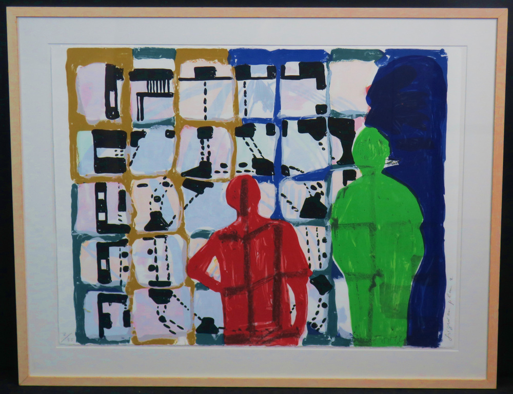 Cees Dolk: Zeefdruk, Figurenplan 2 - Ingelijst (Groot) kopen? Bied vanaf 35!