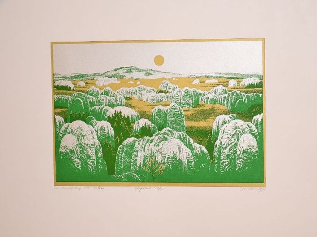 Jos Muris: Zeefdruk. Landschap van Tolkien kopen? Bied vanaf 1!