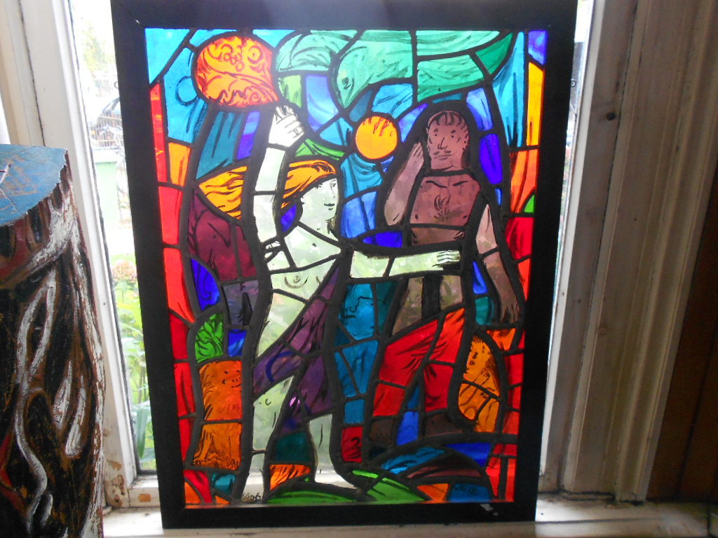 Theo van der horst gebrandschilderd glas in lood raam verkocht voor € 350!