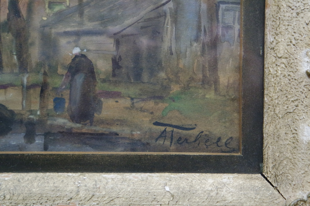 Adriaan Christiaan Willem Terhell - Aquarel - Vrouw aan de waterkant kopen? Bied vanaf 140!