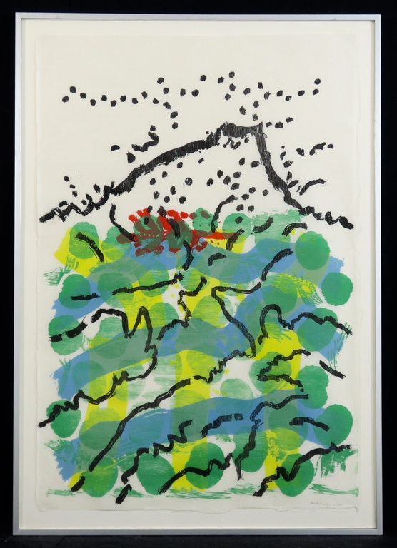 Jef Diederen: Houtsnede op Japans papier, Zonder titel - Ingelijst (groot) verkocht voor € 100!